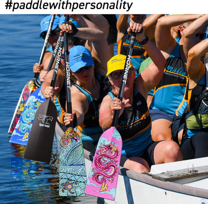 Hornet Watersports Dragon Boat Paddle - Pink Crush Design - Adjustable Carbon Fiber Dragon Boat Paddle - IDBF Approved (Leverlock Adjustable)