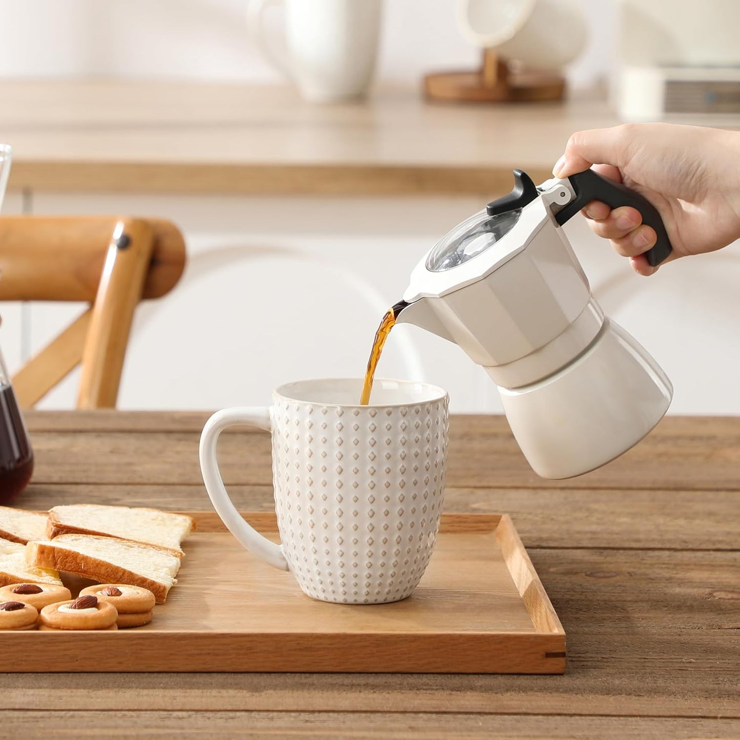 16 OZ Set 4 Set, MALACASA LYDIA Coffee Mugs, Ceramic Mugs of with Handle, Embossment Cups for Latte, Hot Tea
