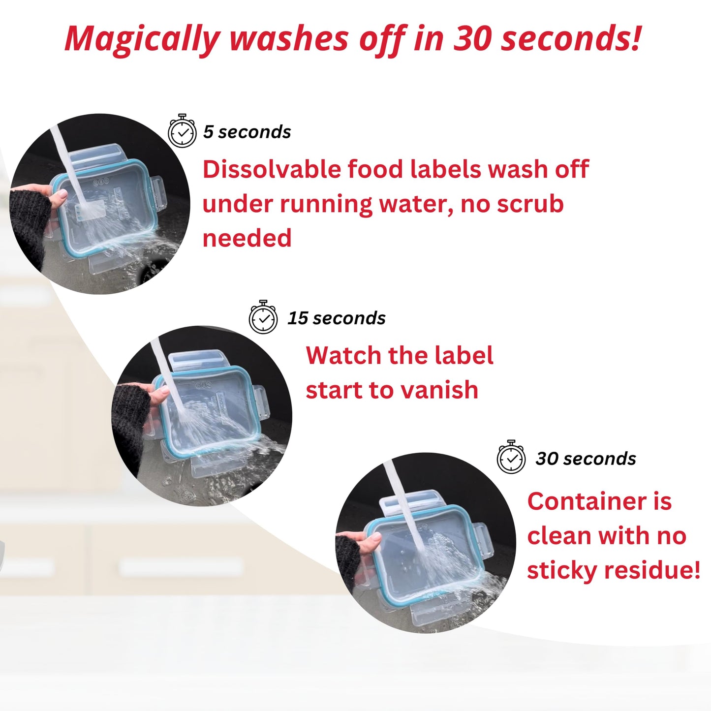 ATL Direct 2x1 Dissolvable Food Labels, 1000 Label Stickers, Bottle Labels for Storage Bins, Sticker Labels for Food containers, (1000, Red)