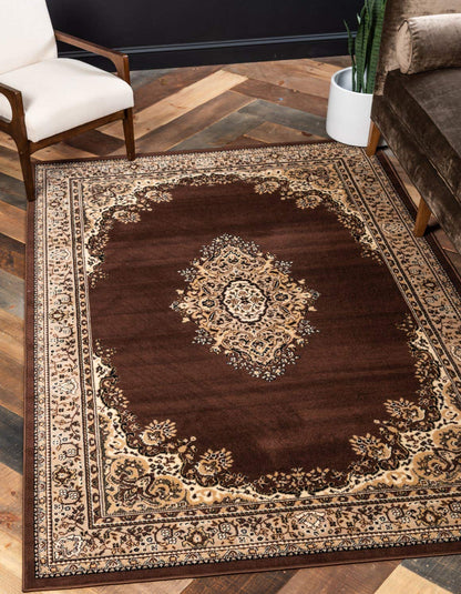 Unique Loom Reza Collection Traditional Persian Style Area Rug, 9 ft 10 in x 13 ft, Brown/Ivory