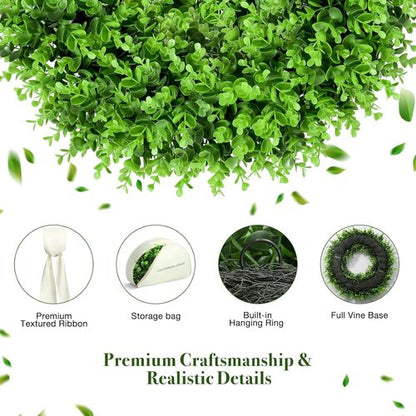 Boxwood Wreaths by [Brand Name] - Preserved 24" Front Door Decor | Elegant Summer Wreath