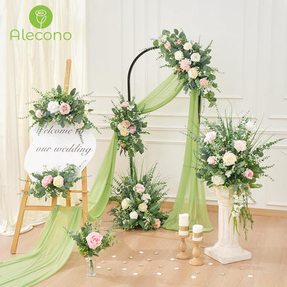 Alecono 5 Kinds Mixed Artificial Greenery Eucalyptus Stems Bulk, Babys Breath Artificial Flowers and Fake Sliver Dollar Leaves for Centerpieces DIY Bouquet Wedding Home Decor(100 Pcs)