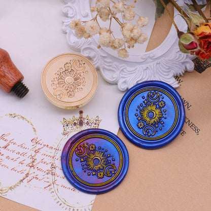 SWANGSA Sun and Moon Wax Seal Stamp Kit with 200pcs Sealing Wax Beads, Great for Embellishment of Invitations, Christmas, Wine Packages, Gift Idea