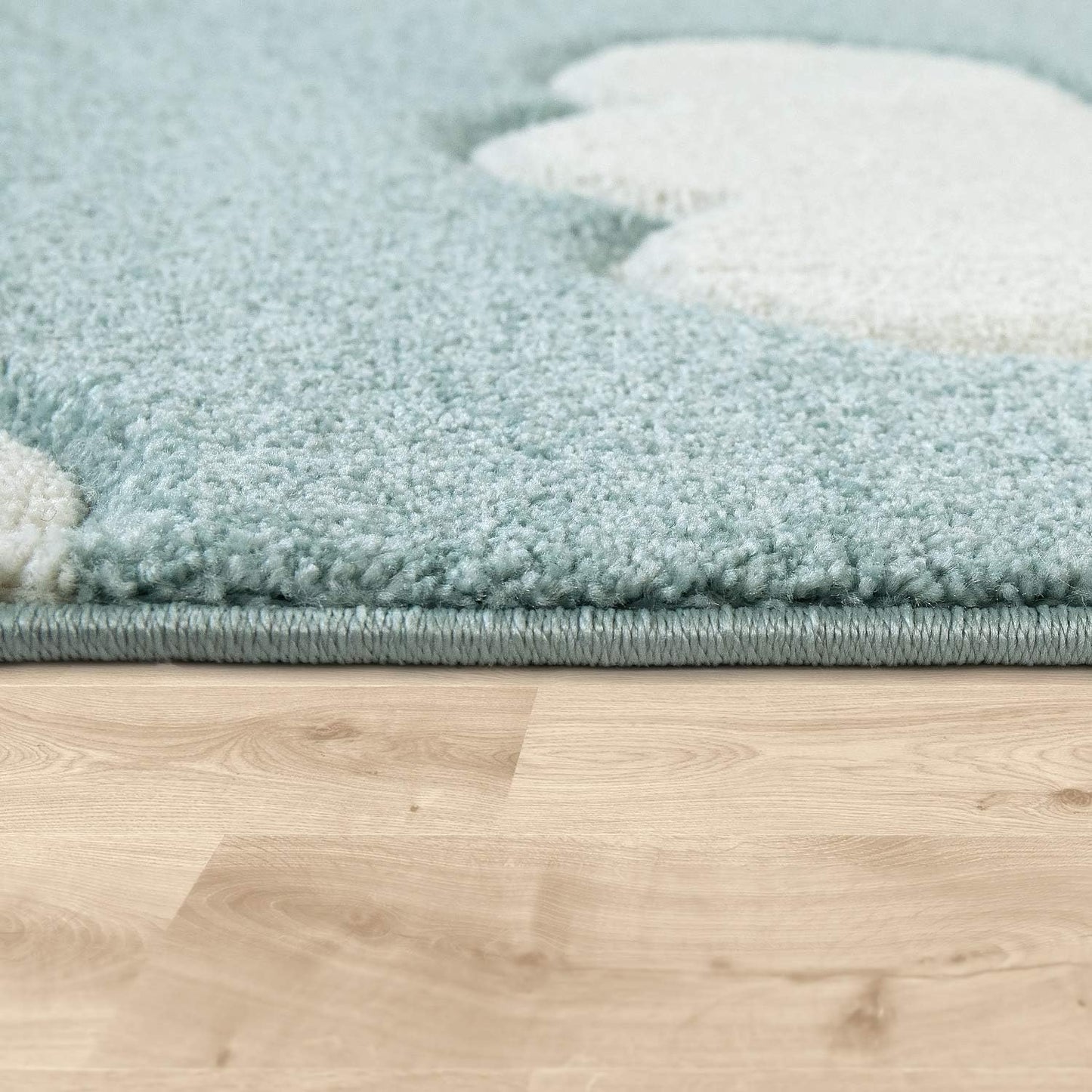 2'8" 4'11" Paco Home Modern Kids Rug with Clouds in Blue Pastel for Nursery, Size: x