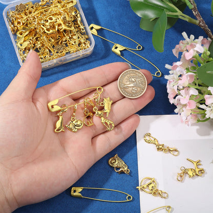 CONCHLERY 60 Pcs Cat Stitch Markers Charm Cat Crochet Markers Alloy Stitch Marker Planner Charms for Knitting Crocheting Quilting Weaving Jewelry Making Supplies, Gold