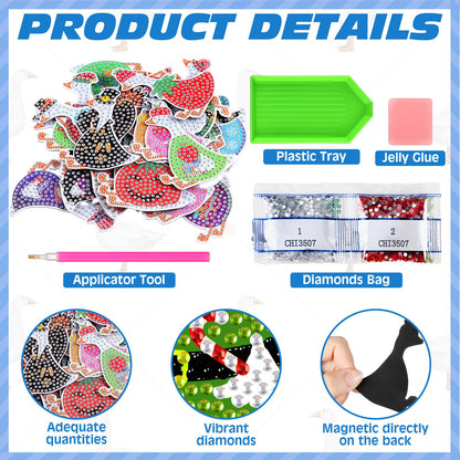 Liliaafar 30 Pcs Diamond Painting Magnets Set Diamond Art Magnets for Fridge Refrigerator Magnetic Stickers for DIY Crafts 5d Rhinestones Gem Art Painting Kits for Adults Beginners(Goose)