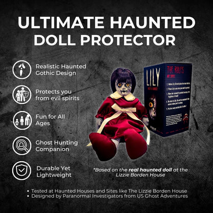 13" Lily: Host a Ghost Creepy Haunted Doll for Protection from Ghosts. Lizzie Borden House Scary Doll for Halloween