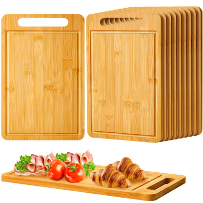 Nuenen 10 Pcs Bulk Wood Cutting Board with Handle 12 x 7.8 Inch Bamboo Wooden Kitchen Serving Chopping Boards for Pizza, Bread, Charcuterie, Fruit, Vegetables(Bamboo)