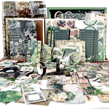 Diuhofart Vintage Scrapbooking Supplies Kit, 185pcs Junk Journal Kit with Scrapbook Paper Sticker Aesthetic Notebook Scrapbook Kit, Art Craft DIY Gift for Adult Women
