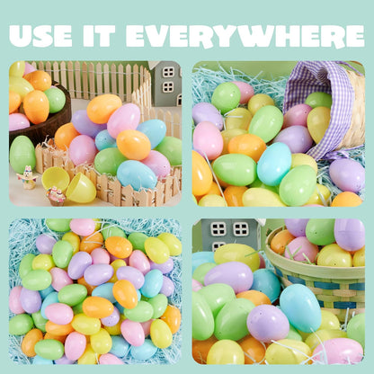 3.15" 200PCS JOYIN Pastel Easter Eggs, Large Plastic Eggs, Empty Colorful Fillable Eggshells for Easter Hunt, Party