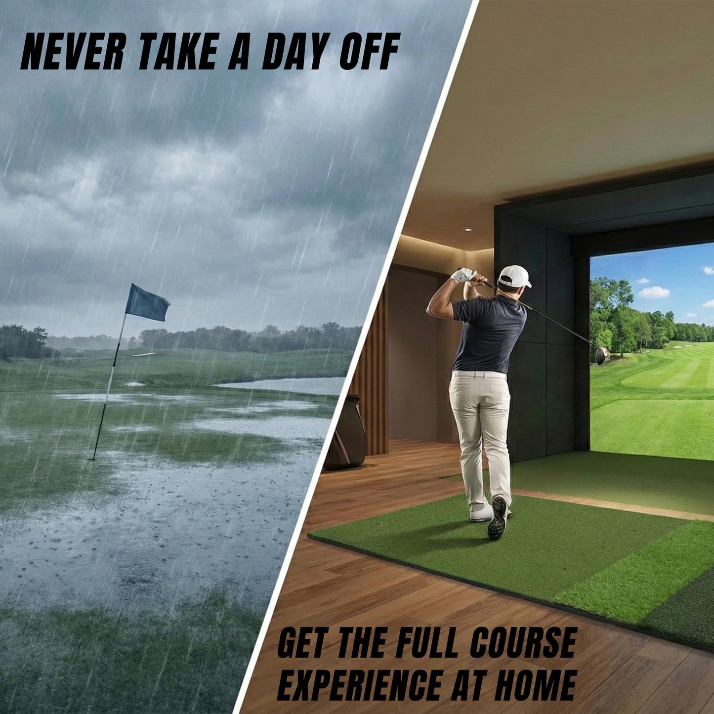 TriZone Pro - 6x4ft Premium Golf Mat | Tri Turf Golf Hitting Mat | Golf Mats Practice Indoor, Outdoor, with Simulator | Thick Base | Extra Large Size | Durable Golf Practice Mat with Tees