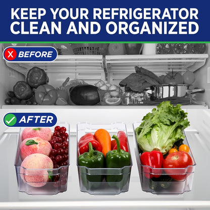 Stackable Clear Pantry Organizers and Storage Bins - 4 Pack for Kitchen Organization, Freezer Storage