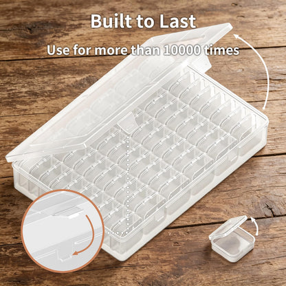 VANSUNS Bead Organizer Box, 61pcs Clear Plastic Storage Containers Set, Large Capacity Small Bead Organizers and Storage Cases with Labels, for Jewelry, Crafts, Diamonds Storage
