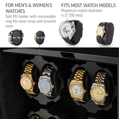 8 Watch Winder with LED Backlight and 5 Watch Storage Drawer
