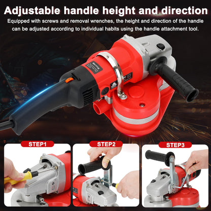 4-Head Electric Diamond Polisher Machine, 8" grinding diameters and 3pcs Diamond Grinding Wheels, 3800W Concrete Grinder for Polishing Stone Concrete Surface, Metal Descaling and Thinset Removing