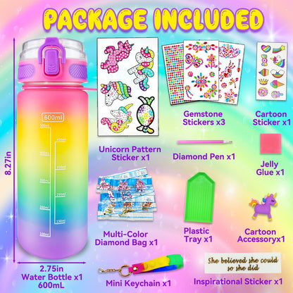 EDSPORTSHOUSE Decorate Your Own Water Bottle Kits for Girls Age 4-6-8-10,Unicorn Painting Crafts,Fun Arts and Crafts Gifts Toys for Girls Birthday Christmas(Unicorn)