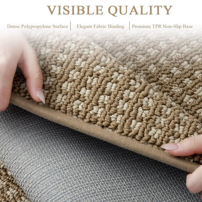 hicorfe Kitchen Runner Rugs,Non Slip Kitchen Mats for Floor-Thick Stain Resistant Kitchen Floor Mat Runner Carpet for Hallways Entryway Laundry Room Washable(48"x32",Brown)