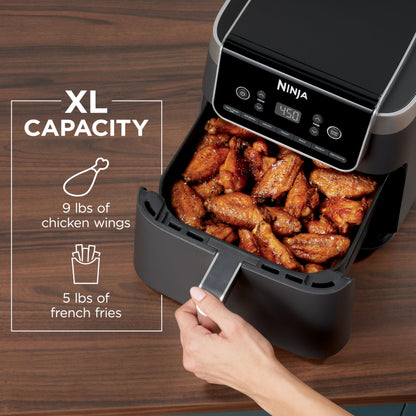 Ninja | Air Fryer | 4 QT Capacity | 4-in1 Roast, Crisp, Roast, Reheats, & Dehydrates | Dishwasher Safe Parts | Includes 20 Easy & Healthy Recipes | Compact | Grey | AF101