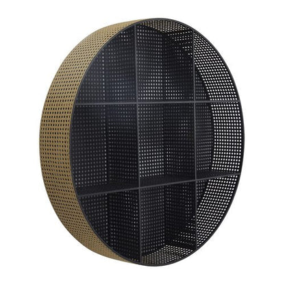 Deco 79 Metal Wall Shelf Round 8 Cubbies, 32" x 6" x 32", Black