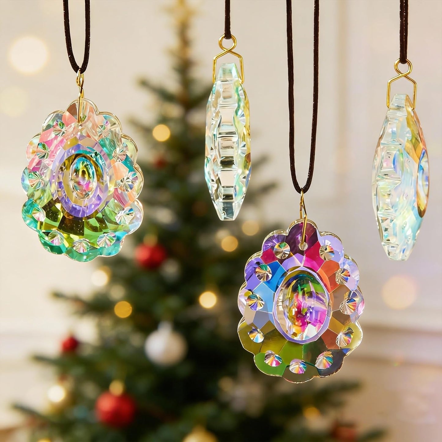 12pcs 50mm HDCRYSTALGIFTS Crystal Prisms Suncatcher for Window Rainbow Maker Chandelier Crystals Hanging Sun Catchers