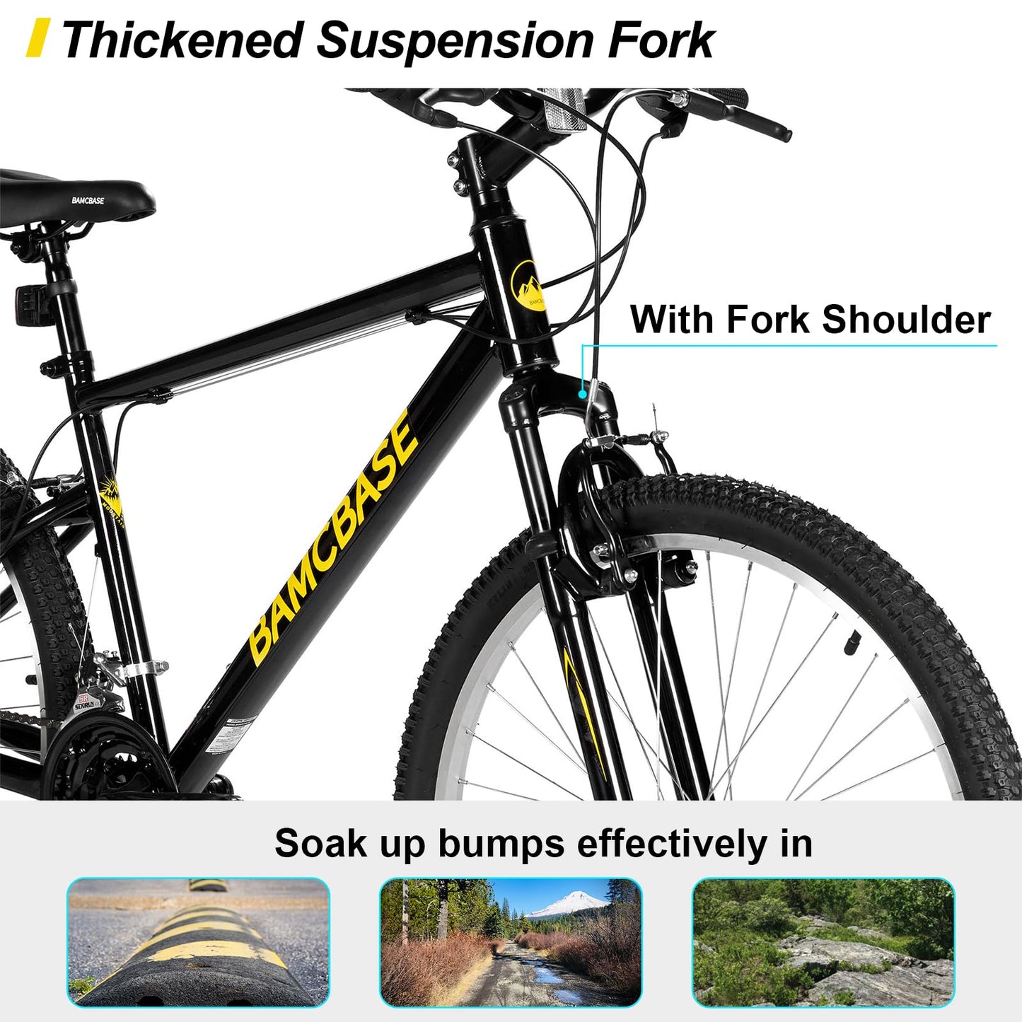 HH HILAND 27 Inch Mountain Bike, Mens Womens MTB with 18 Speeds, High-Tensile Steel Frame, V Brake, Hardtail Bicycle for Adults Black