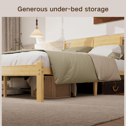 COMASACH Full Size Bed Frame with Headboard, 14 Inch Full Bamboo Wood Platform Bed, Heavy Duty Metal Slat Support, No Box Spring Needed, Easy Assembly