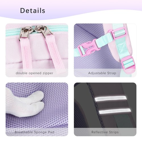 abshoo Kindergarten Backpack for Girls Preschool Backpacks School Bookbag for Kids 4-8(Purple and Pink)