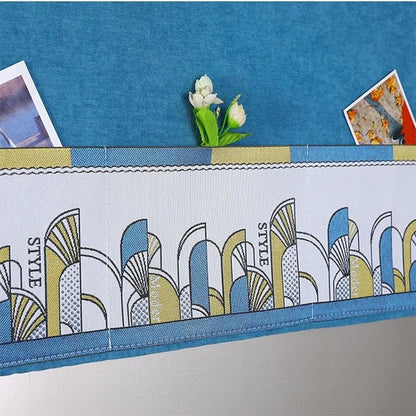 Fridge Dust Cover with Storage Pockets, Anti-Slip Washer and Dryer Top Cover - Blue