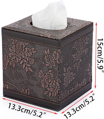 Sumnacon Square Leather Tissue Box Cover - Stylish Cube Tissue Box Holder with Magnetic Bottom, Decorative PU Tissue