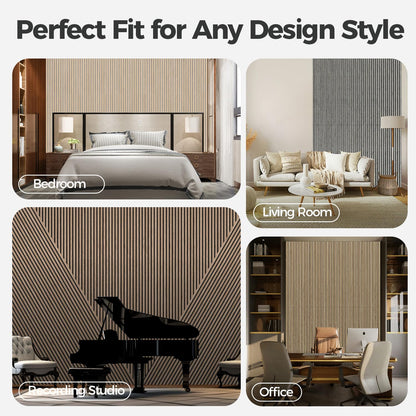 AKUMAX 4 Pack Acoustic Panels,Wood Slat for Wall and Ceiling-Art Acoustic Foam Panels 96x24Inches 3D Wall Panels High Density Sound Dampening Panels (Walnut, 4pcs-24in*48in)