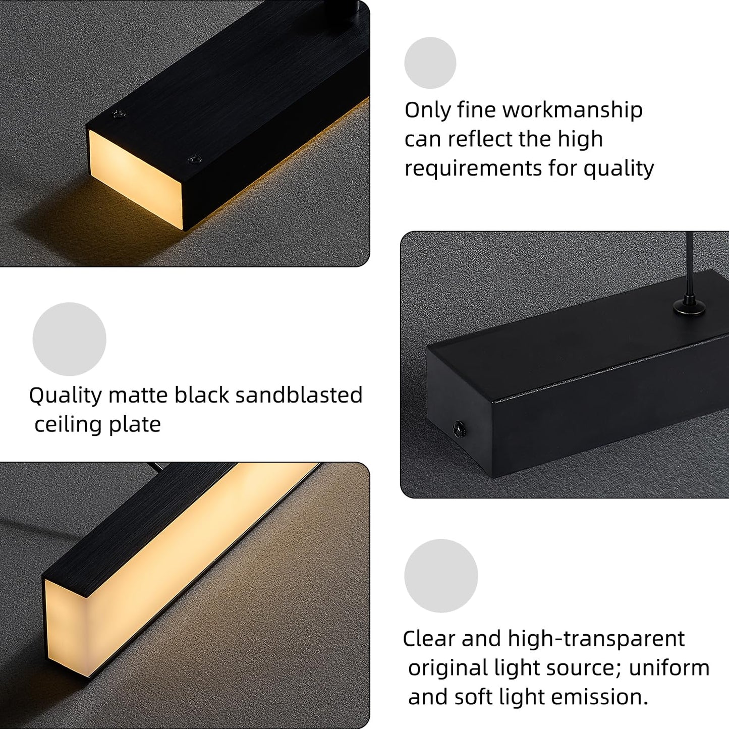 Black long chandelier, dining room light, Nordic modern minimalist style, office, long bar counter, kitchen light, color temperature adjustable from 3000K to 6000K, LED chandelier, 70.87 inches