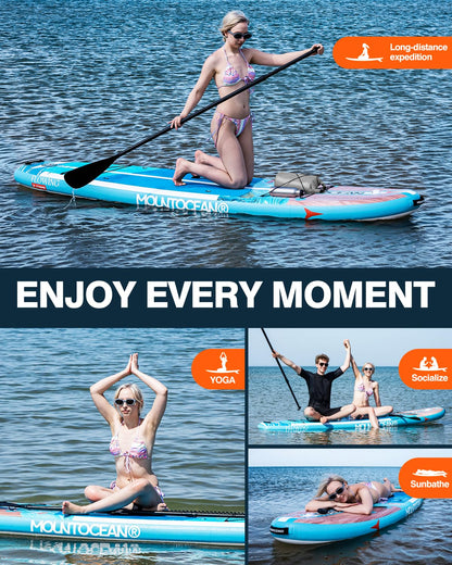 Mountocean 10'6" Inflatable Stand Up Paddle Board - 450lbs Max Capacity Ultra-Stable SUP for Adults & Youth - Non-Slip EVA Deck, All-Around ISUP with Complete Accessories
