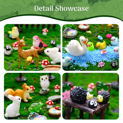 DEERSJUMP 111 Pcs Mini Garden Accessories Decorations Outdoor Kit Resin Mini Figurines Owl Bunny Squirrel and More for Miniature Garden, Yard, DIY Village Decoration