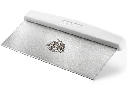 Bakerdale Large Bench, Dough, Cake Scraper, Icing Smoother Spreader, 10-inch Long Stainless Steel Blade, with White Polypropylene Handle