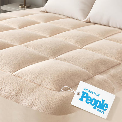 Niagara Sleep Solution Ultra Soft Mattress Topper - Bamboo Viscose Pillow Top for Back Pain Relief | California King, Beige