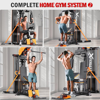 XGSW Multi-Function Home Gym Workout Station, Featuring a Pulley System, arm Trainer, and Leg Trainer for Full-Body Workouts. (L03-1 Single-Person Fitness Station)