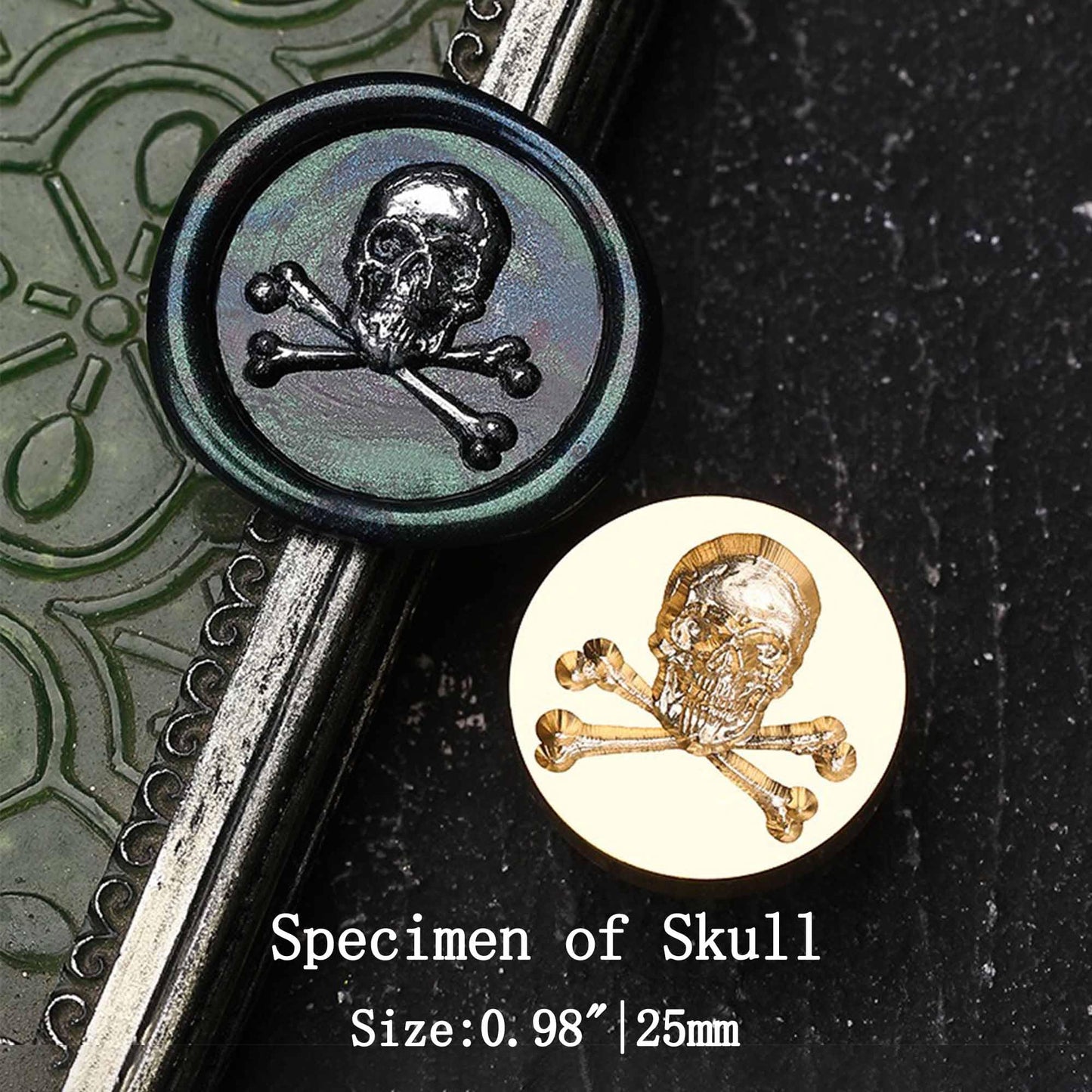 Ychostamp Halloween Wax Seal Stamp Kit - 6PCS Darkness Sealing Wax Stamp, Skull, Skeleton, Flower, Cow Head, Dandelion Seal for Halloween Wedding Invitation Card