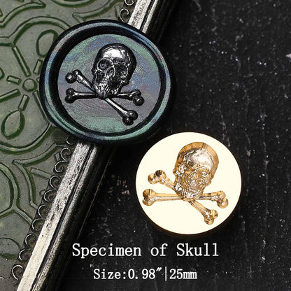 Ychostamp Halloween Wax Seal Stamp Kit - 6PCS Darkness Sealing Wax Stamp, Skull, Skeleton, Flower, Cow Head, Dandelion Seal for Halloween Wedding Invitation Card