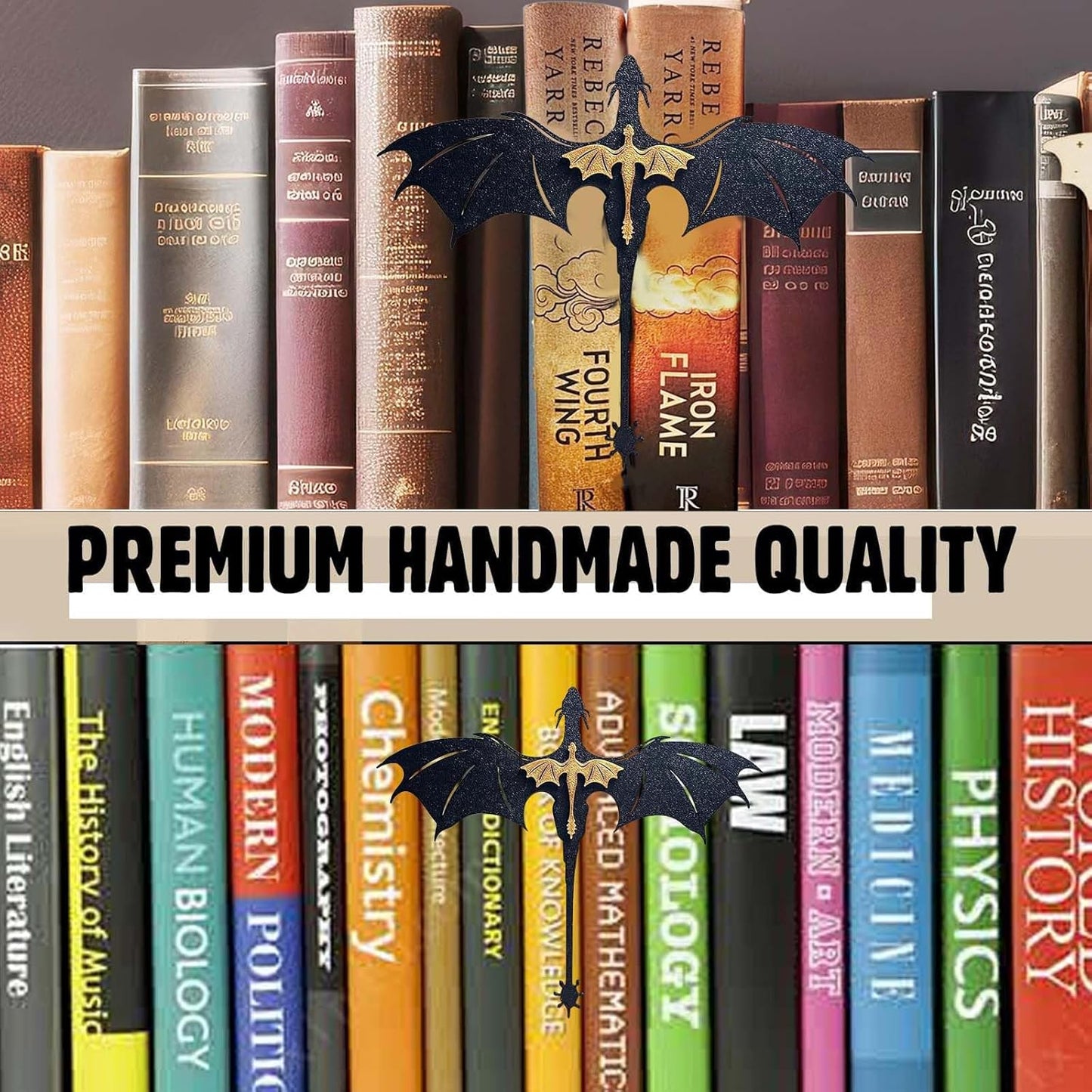 Tostmrks Handmade Dragon Bookshelf Decoration - Fantasy Dragon Books, Book Accessories for Book Lovers, Fourth Wing
