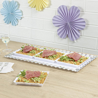 Restaurantware 5 x 5 Inch Mini Tasting Plates 100 Disposable Square Plastic Plates - Durable Stylish White Plastic Hors D'oeuvre Serving Plates For Desserts Or Appetizers At Parties