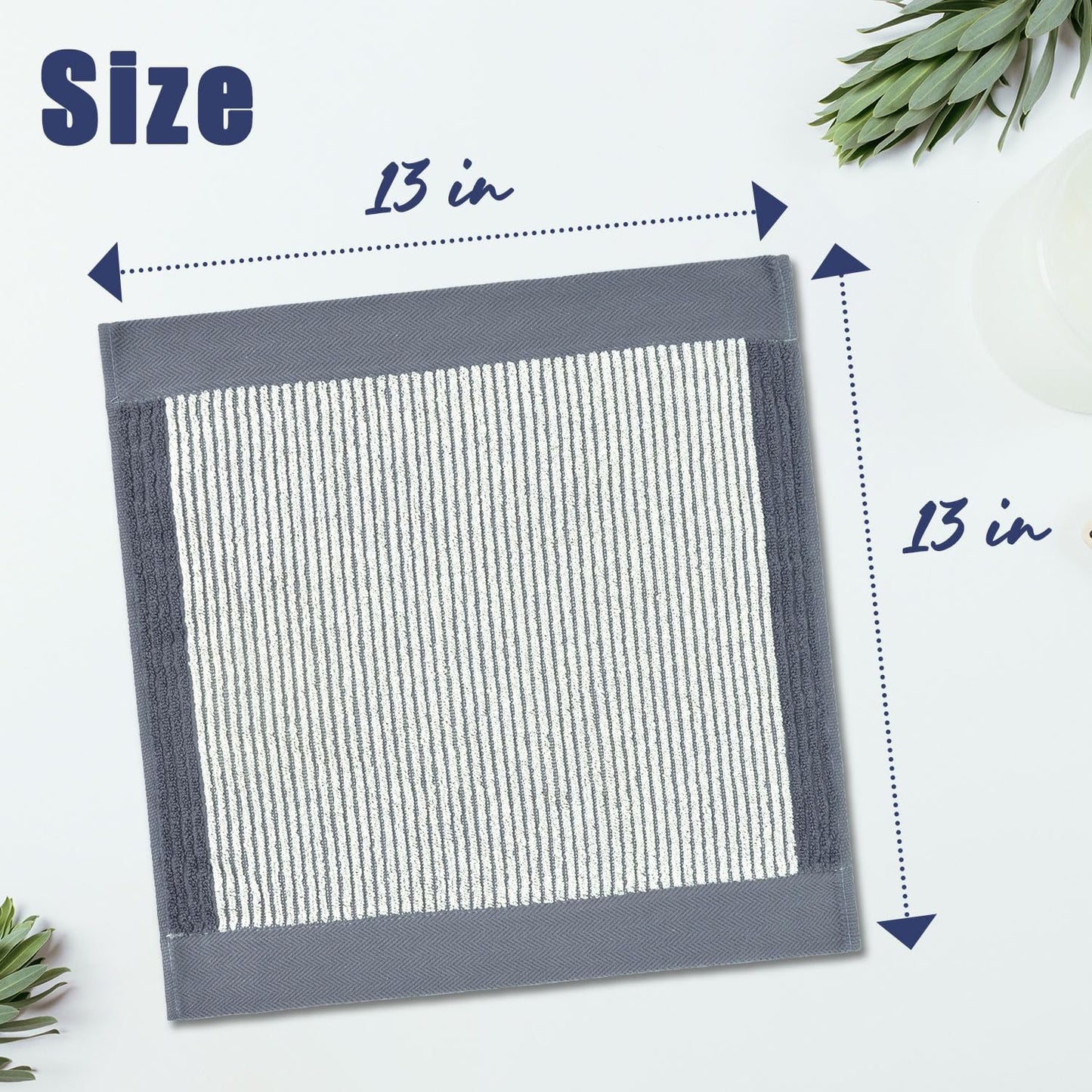 12 Set, 13 13 Inches, Cleanbear Wash Cloths for Showering, Washcloths with Stylish Jacquard Weaved Design, Cotton