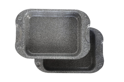 DaTerra Cucina - Nonstick Ceramic Coated Dual Roasting Pan Set – 2 Identical Pans, Oven Safe, Ideal for Roasting, Baking, Searing, Braising, Casseroles, Fits Most Toaster Ovens - 13 x 8 x 4.25