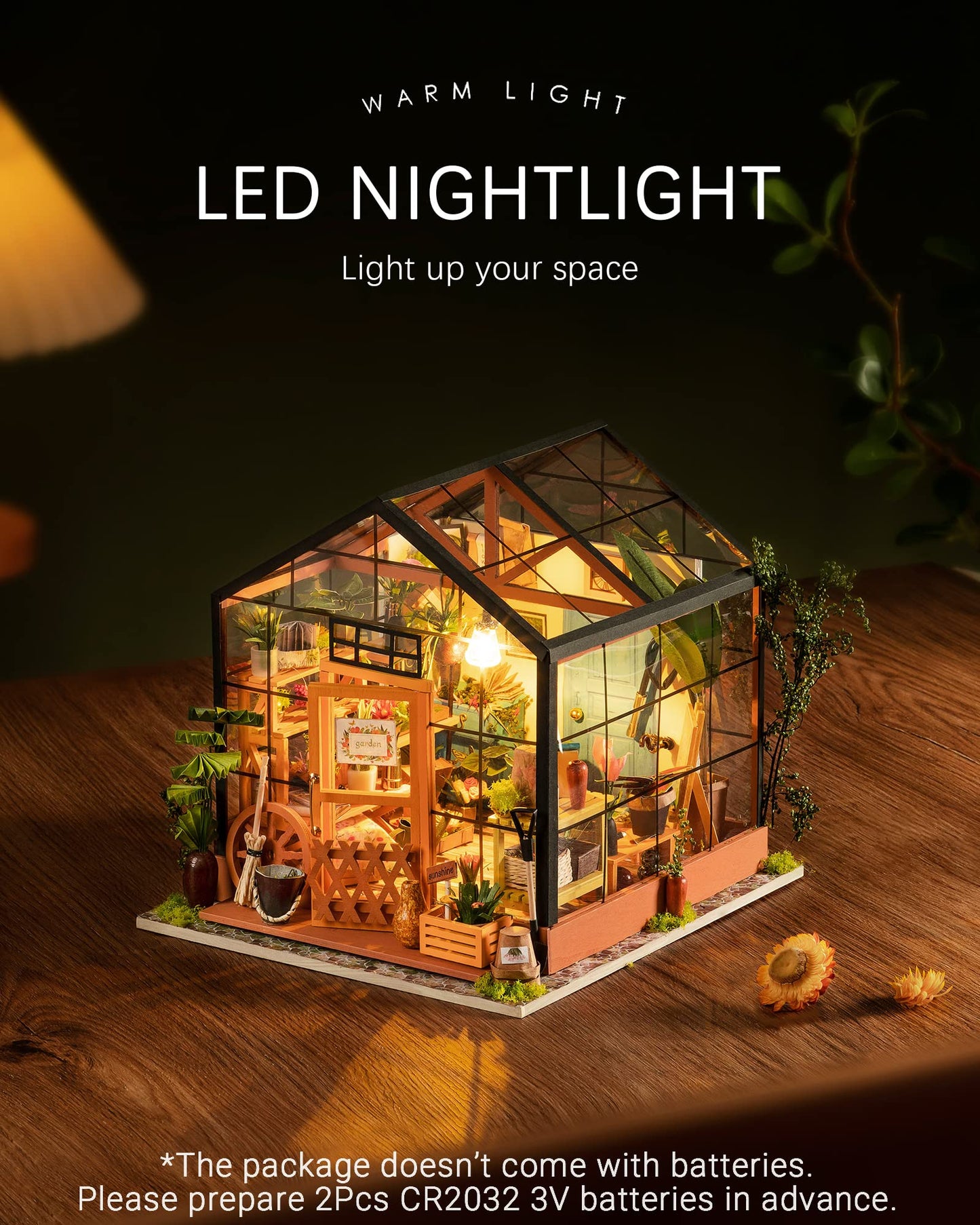 Rolife DIY Miniature House Kit, Cathy's Greenhouse Miniature Dollhouse Tiny/Mini House Making Kit with Furniture for Adults Home Decorations, Diorama Kit Gifts for Family and Friends