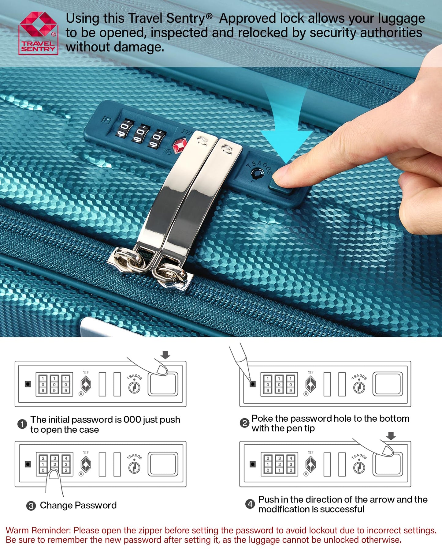 Hanke 26 Inch Expandable Luggage Top Opening Checked Bag Luggage Hard Shell Suitcases with Wheels Lightweight Travel Luggage Heavy Duty Luggage Suitcase with Lock for Woman Men-Caribbean Blue