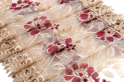 Grelucgo Small Short Burgundy Lace Doily Table Runners Dresser Scarves (13 x 36 inch)
