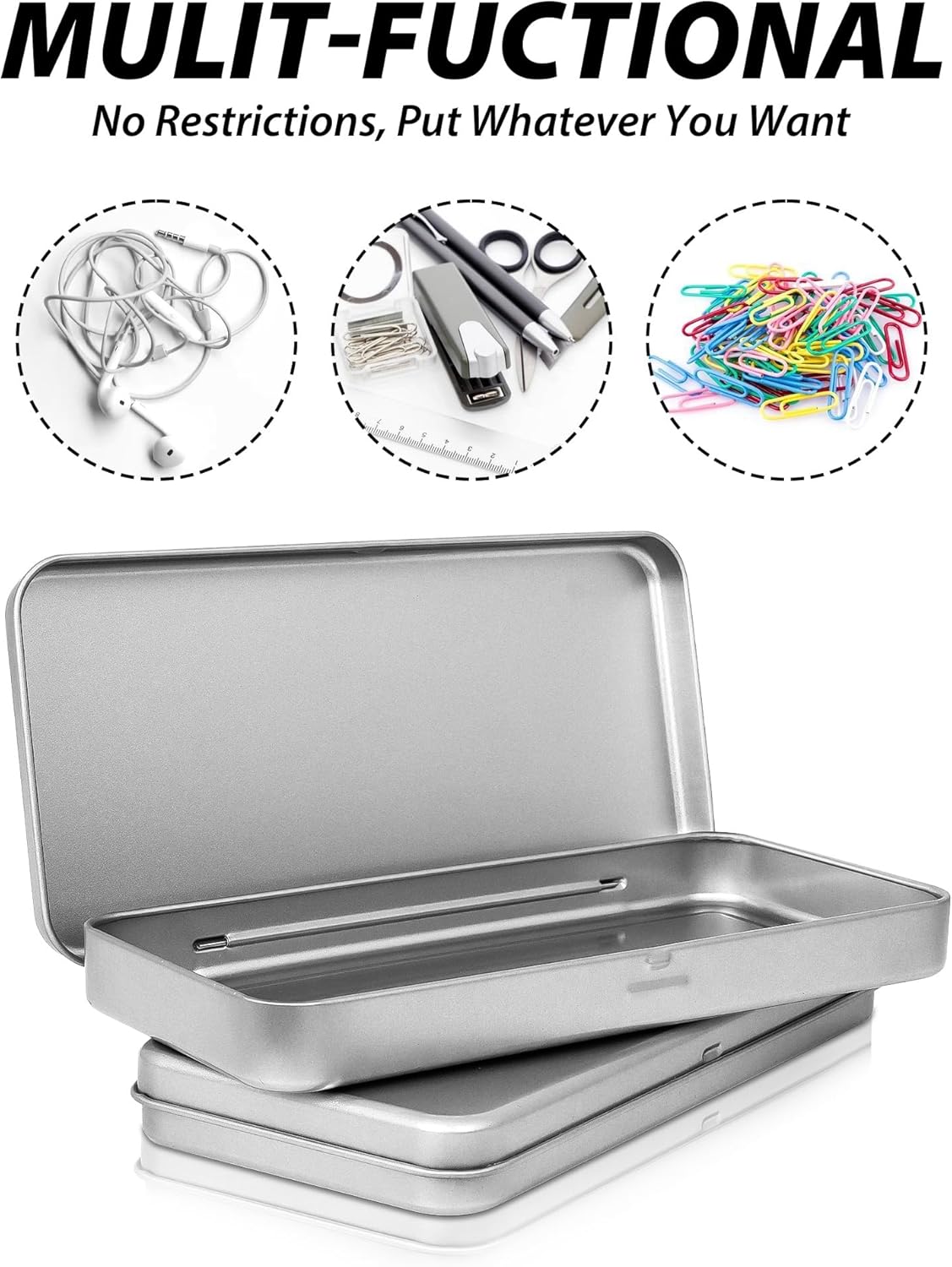 3 Pack Metal Tin Box with Lid, Rectangular Tins with Hinged Lid for Storage of Jewelry, Candies, and Crafts