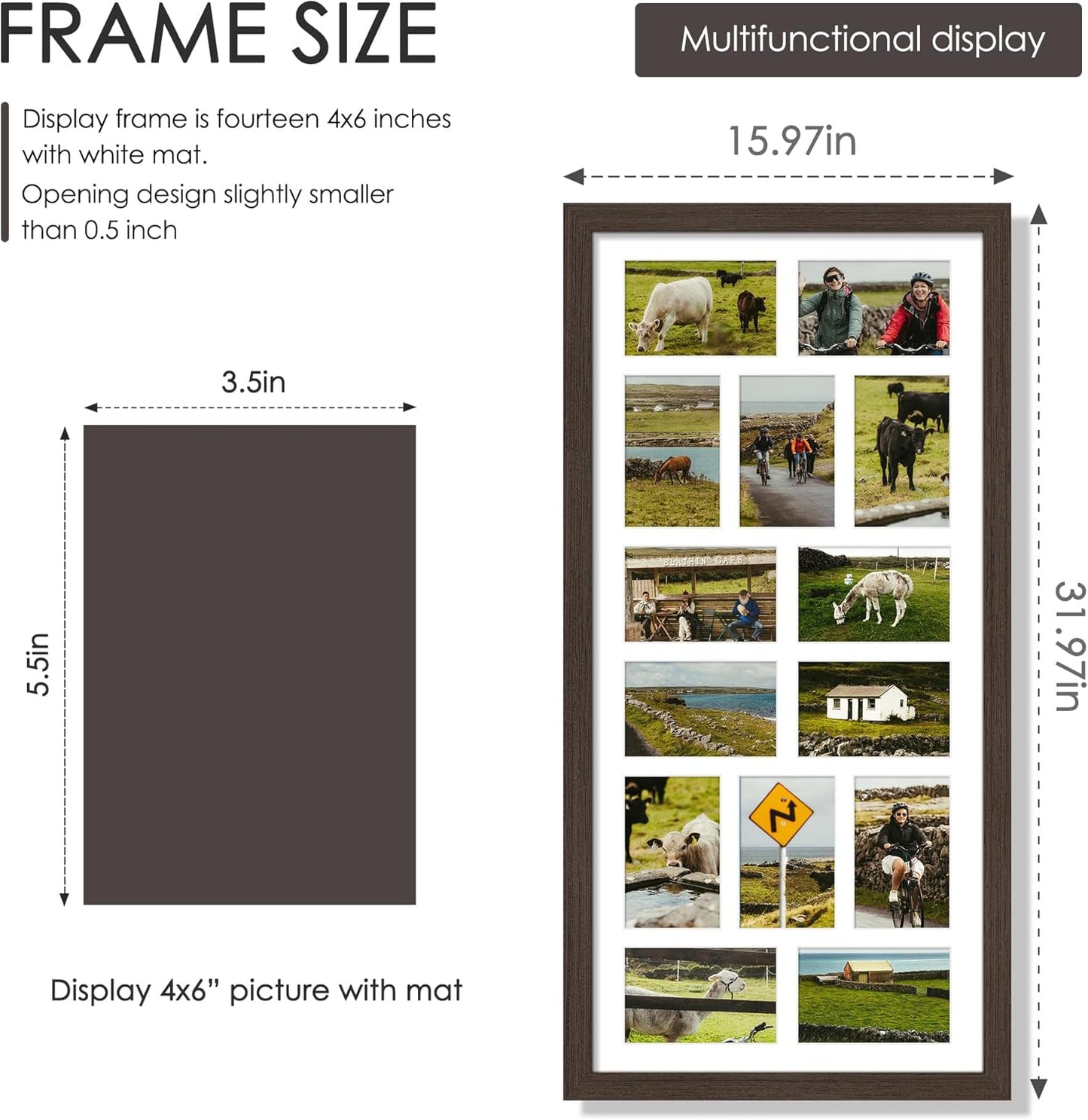 14x30 4x6 4x6 inch DUENPY Picture Frame Collage Picture Frame Displays Fourteen Photos Collage Wall Decor Wall Hanging