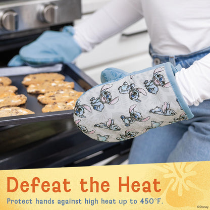 Disney Oven Mitts - 5.5” x 7.5” Heat-Resistant Mini Oven Mitts with Non-Slip Printed Silicone Disney Silhouettes - Pot Holders for Kitchen- Mickey & Minnie, Stich, Winnie the Pooh