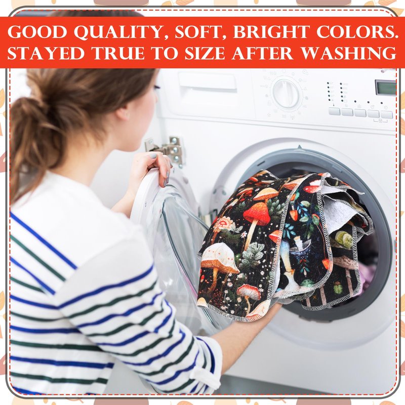 Noveread 36 Pack Mushroom Reusable Cleaning Cloths Washable Cotton Kitchen Towels for Home (Stylish Color)