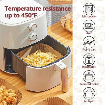 Skiennix 10-Inch Air Fryer Liners - 100 Pack Non-Stick Parchment Paper Sheets for Healthy Cooking | Fits 5-8 QT Air Fryers